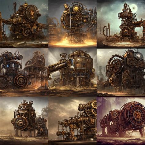 Krea Enormous Complicated Steampunk Machinery Epic 4k Concept Art