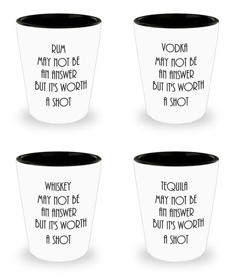 Funny Drinking Sayings Shot Glasses 4 Pack Set