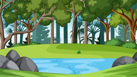 Scene With River In Forest Stock Vector Illustration Of Garden 243350685