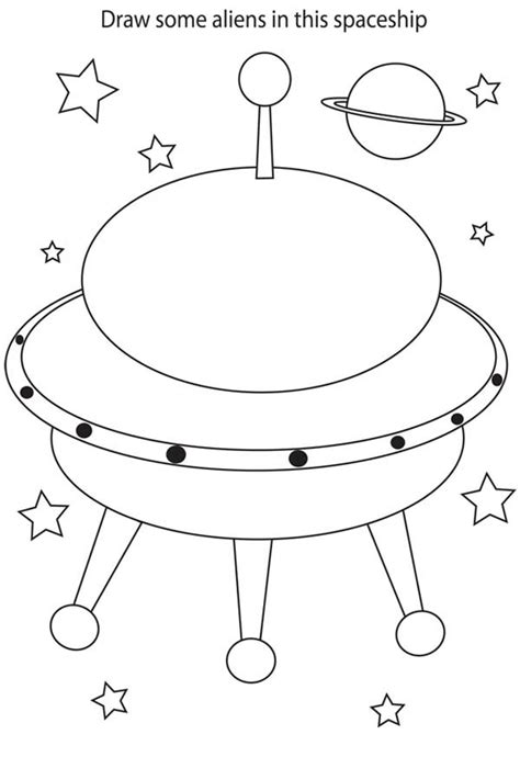 Drawing Alien In Spaceship Coloring Page Space Coloring Pages Coloring Pages Space Crafts