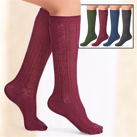 cable knit knee high socks set of 4 collections etc