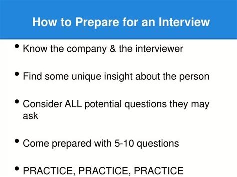 Ppt How To Prepare For An Interview Powerpoint Presentation Free