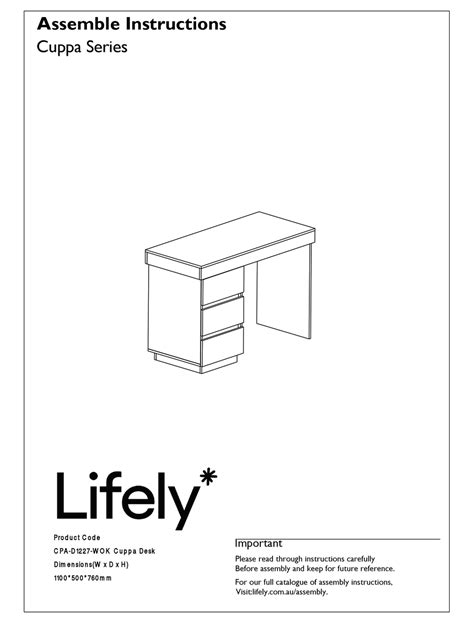 Lifely Cuppa Series Assemble Instructions Pdf Download Manualslib