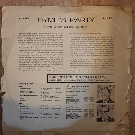 Hymie Baleson Hymies Party Vinyl Lp Record Good Quality G Vin