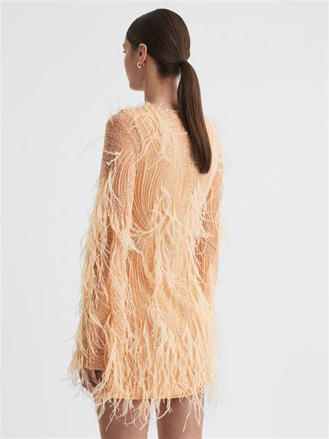 Rachel Gilbert Embellished Feather Mini Dress Reiss