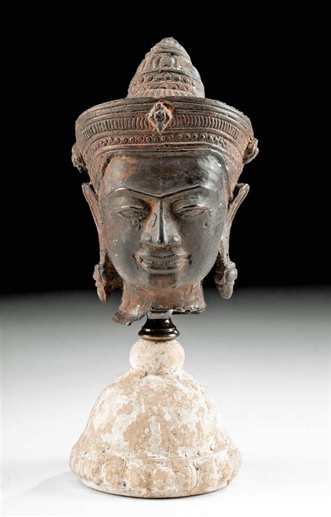 Sold At Auction 20th C Cambodian Brass Buddha Head Khmer Style