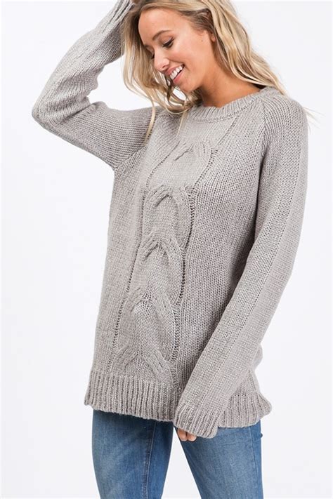 grey cable knit sweater blush boutique