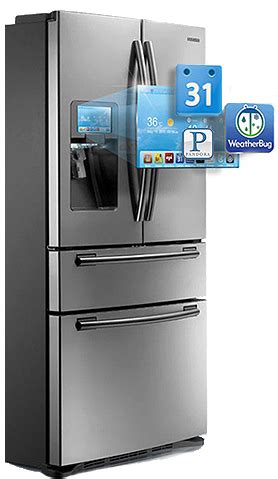 Samsung wheeled out a connected fridge with internal cameras so you can peer inside using your phone when you're out doing groceries. Samsung 4-Door LCD Refrigerator with Apps | My Colombian ...