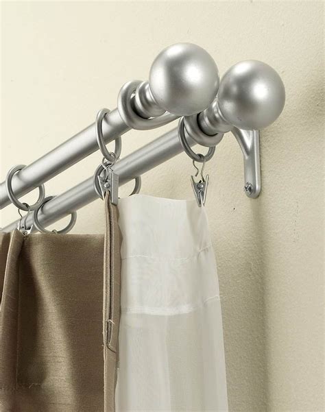 You can combine two layers of curtains, one thick and one thin, using the double rod.the length is adjustable.the combination includes 3 packages of wall/ceiling brackets, 3 packages of curtain rod holders, 2curtain rods and 1 package of finials (2 in the package).all parts are sold as separate. Drapery rods | Double Curtain Rod Set With Finials ...