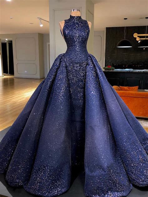 royal blue sparkly bead ball gown gorgeous prom dresses pd00142 alinebridal