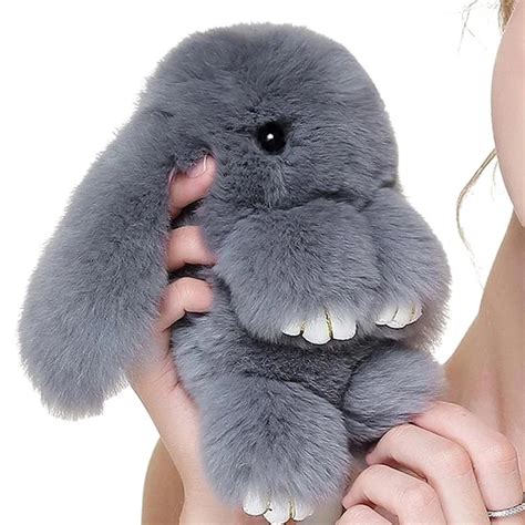 3pcspack Plush Toys Fluffy Rabbit Keychain Cute Lovely Nature Fur Bunny Doll Key Ring Decor For