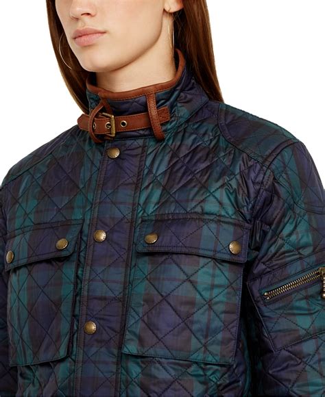 Polo Ralph Lauren Leather Trim Quilted Plaid Jacket In Blue Lyst