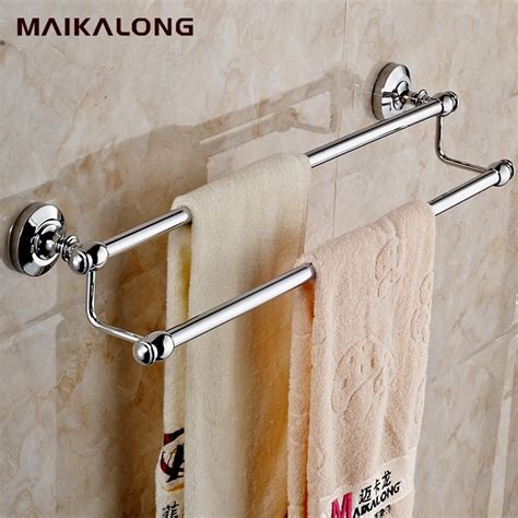 bathroom accessories solid brass chrome finished double towel bar bathroom product towel holder