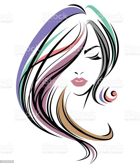 Women Color Hair Style Women Face On White Background