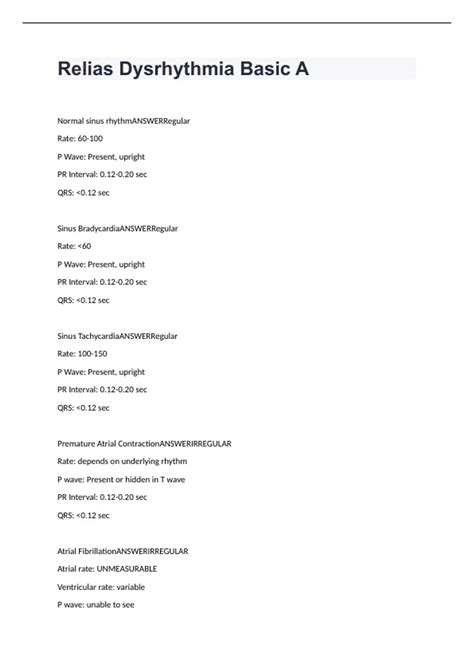 Relias Dysrhythmia Basic A Exam Questions And Answers 2024 Rated 100%