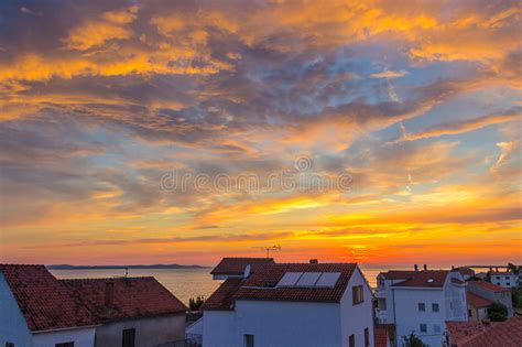 Sunset On Zadar Croatia Stock Photo Image Of Landscape 68929108