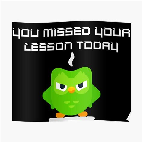 You Missed Your Lesson Today Duolingo Memes Poster For Sale By