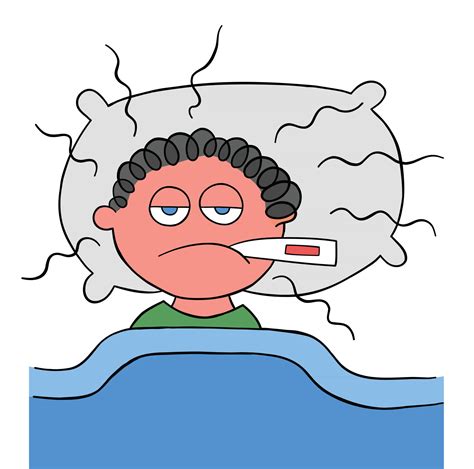 Cartoon Man Is Lying Down And Has A Fever Vector Illustration 2567718