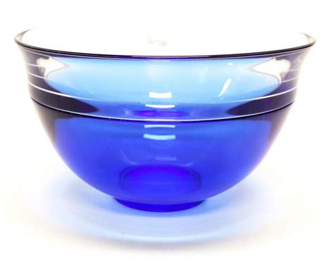 Orrefors Blue Glass Bowl Marked 10cm X 18cm Scandinavian Named Designers Glass
