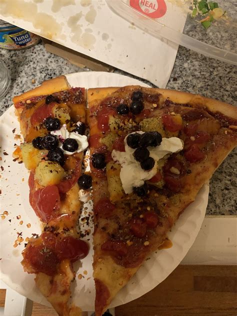 War Criminal Here Folks But It Was Fire 🔥🔥 Pepperoni Red Pepper Flakes Oregano Pineapple Ketchup