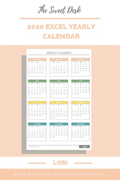 Editable Calendar 2020 Excel Calendar Template Printable Yearly