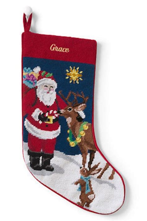 needlepoint christmas stockings with linen cotton cuff hand etsy uk needlepoint christmas