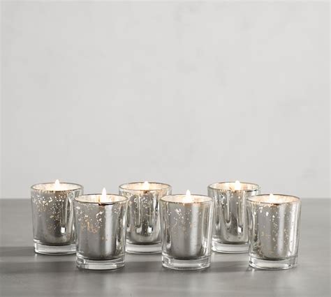 Mercury Glass Votive Candle Set Of 6 Pottery Barn