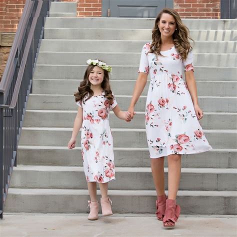 matching white floral dresses for mother and daughter playground runway mother daughter