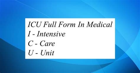 Icu Full Form And Meaning