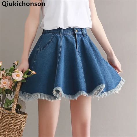 Buy Circle Denim Skirts Women 2018 Literary Vintage