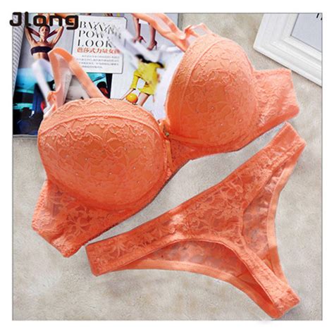 2017 Lace Drill Bra Set Women Push Up Underwear Set Bra And Thong Set 34 36 38 40 Bc Cup For Female