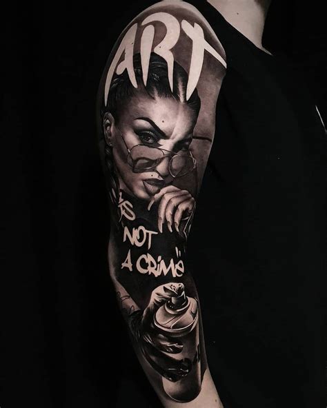Realistic Sleeves In Black And White Style Beattattoo
