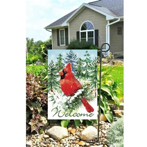 Morigins Welcome Cardinals Double Sided Winter Snow Christmas Garden