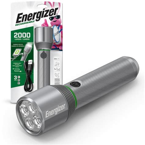Energizer Metal Rechargeable Led Flashlight With Usb Charging Port