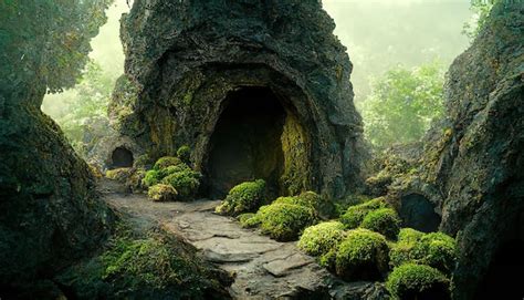 Premium Photo Mystical Deep Caves In Old Mountain And Rock Road In Forest