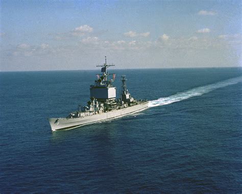 An Aerial Port Bow View Of The Nuclear Powered Guided Missile Cruiser