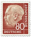 Bundespräsident Theodor Heuss 80, Briefmarke 1954