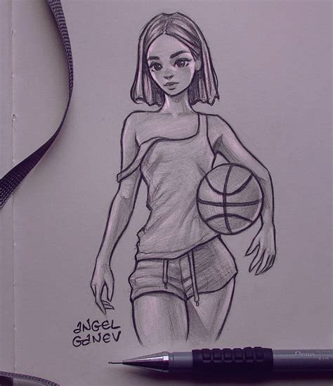 Angel Ganev On Instagram “basketball Girl~😍🏀 Some Afternoon Pencil Sketching These Hands Keep