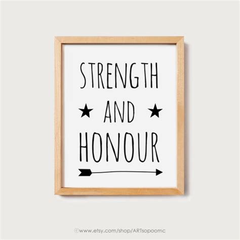 Strength And Honour Printable Wall Art Quotes Poster Black And Etsy