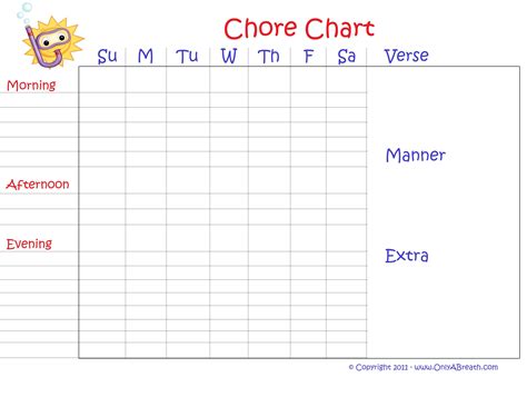 Chore Chart For Kids Printablefun Coloring Fun Coloring Reward