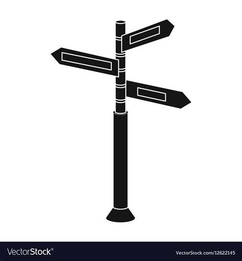 Crossroad Sign Icon In Black Style Isolated Vector Image
