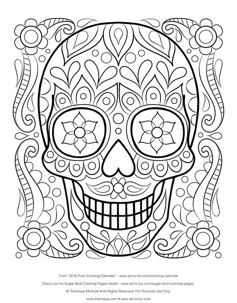 Free Printable Skull Coloring Pages Coloring Home