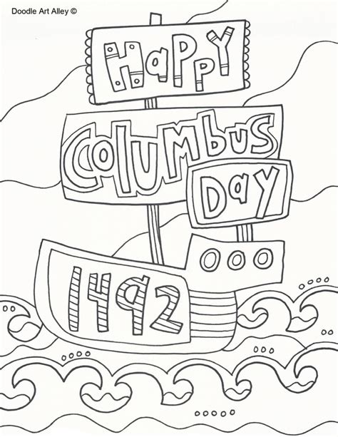 Columbus Day Coloring Pages Doodle Art Alley