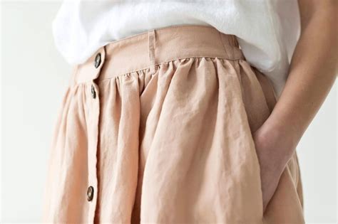 Linen Skirt Buttoned Thought The Front Retro Looking Linen Etsy