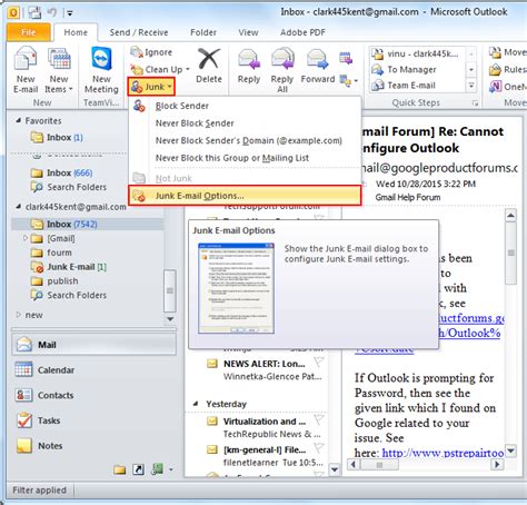 Microsoft Outlook Junk Email Filter And Its Functions