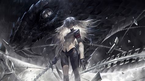 Anime Girl Warrior Fantasy Snake Pixiv Fantasia 4k 3840x2160