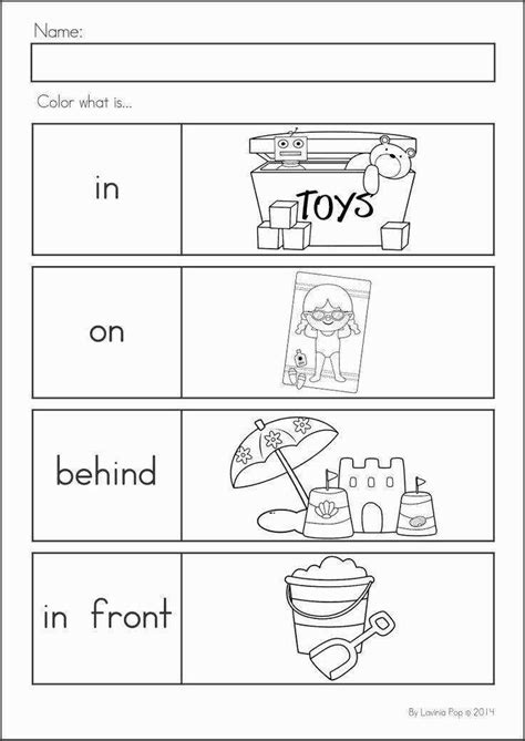 positional words kindergarten images  pinterest positional