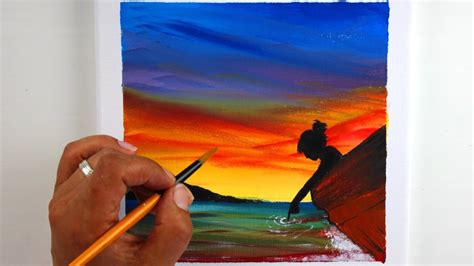 In Touch With The Lake Acrylic Painting Sunset Painting Art
