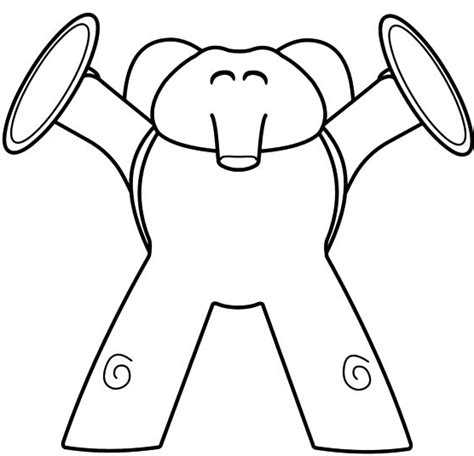Desenho De Elly Ou Pink Elephant Jogando Os Pratos Para Colorir