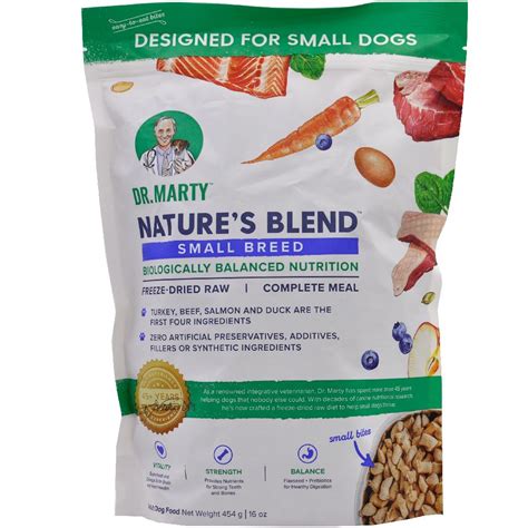 Marty's food, his digestion improved remarkably. Dr. Marty Nature's Blend Dog Food for Small Dogs, 16 oz ...